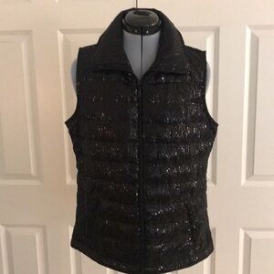 Laura Ashley Black Sequin Puffer Vest Size M